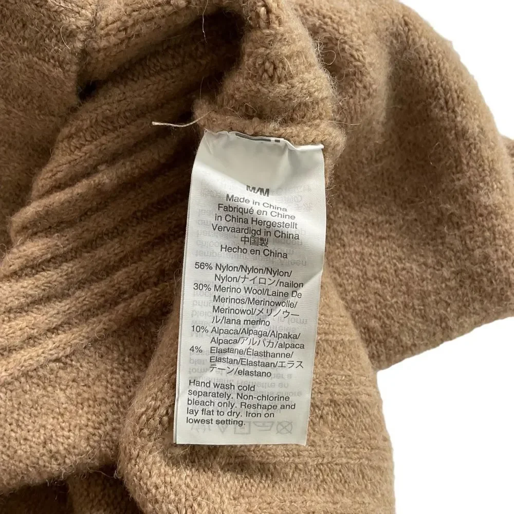 J. Crew Camel Tan Wool Blend Supersoft Yarn Mock Neck Long Sleeve Sweater Size M